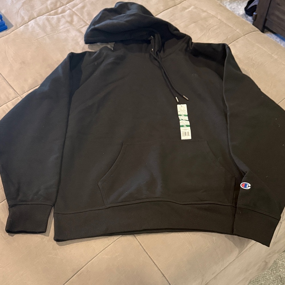 Champion Black Hooded Pullover with Kangaroo Pocket NWT